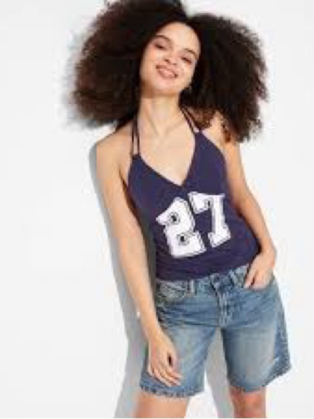 Women's Navy Halter Tank Top with '27”Graphic Med or XXL